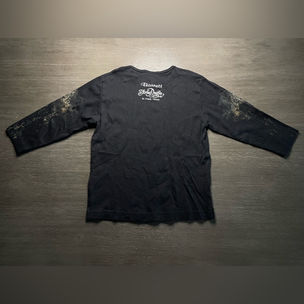 Harley Davidson Grey Black Long Sleeve TShirt Crew Neck M - Picture 2 of 9